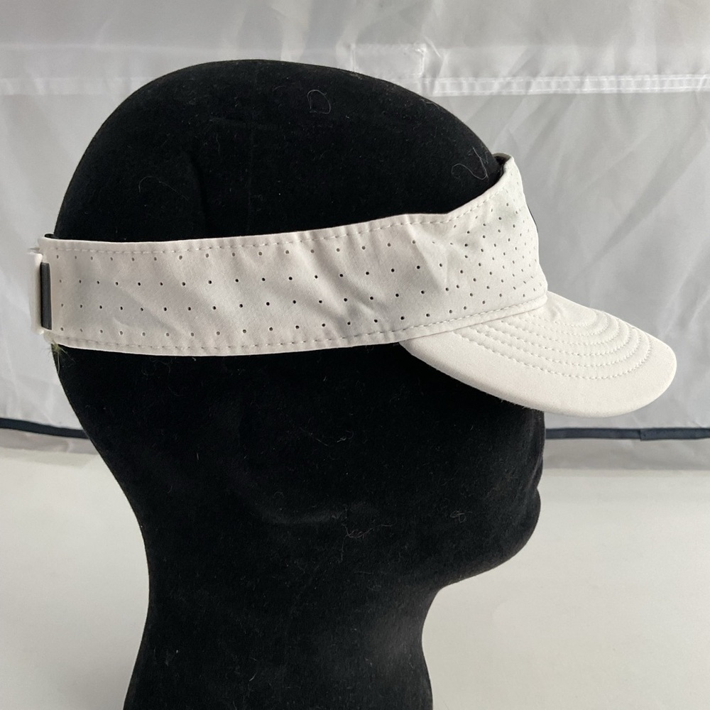 Nike Dri-Fit Swoosh Logo White Breathable Strapback Adjustable Visor Hat Cap - Picture 6 of 9